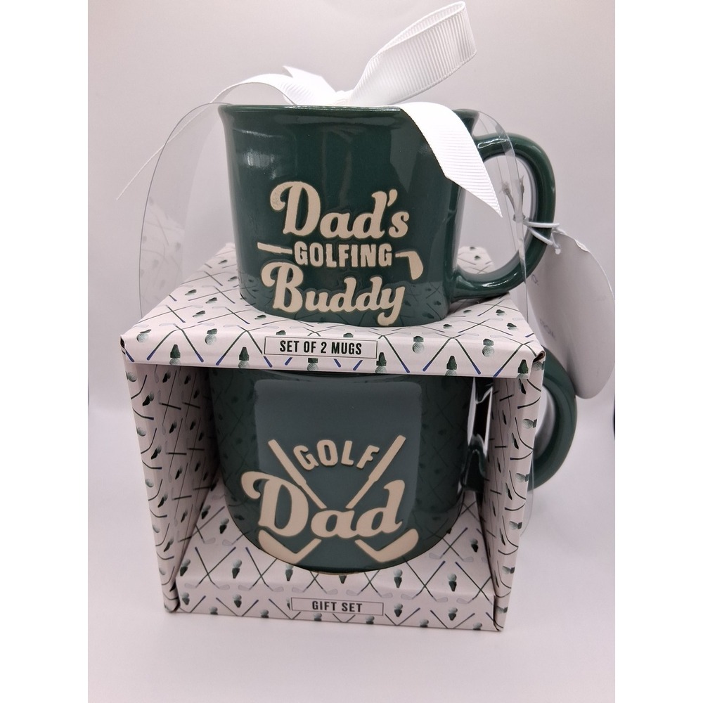 Golf Dad & Dad's Golfing Buddy 2 Mug Set -  1 Adult Size Mug & 1 Child Size Mug